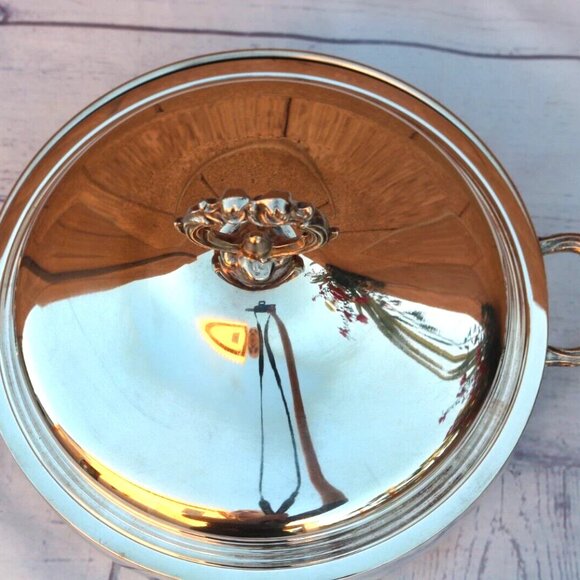 ENGLISH SILVER MFG CORP USA BY LEONARD FOOTED CASSEROLE DISH WITH LID - Picture 11 of 16